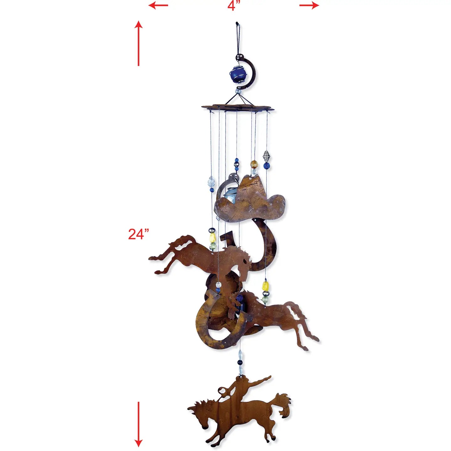 24" Bronco Cowboys Wind Chime Garden Decor