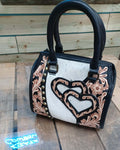 Brown Heart Cowhide Purse