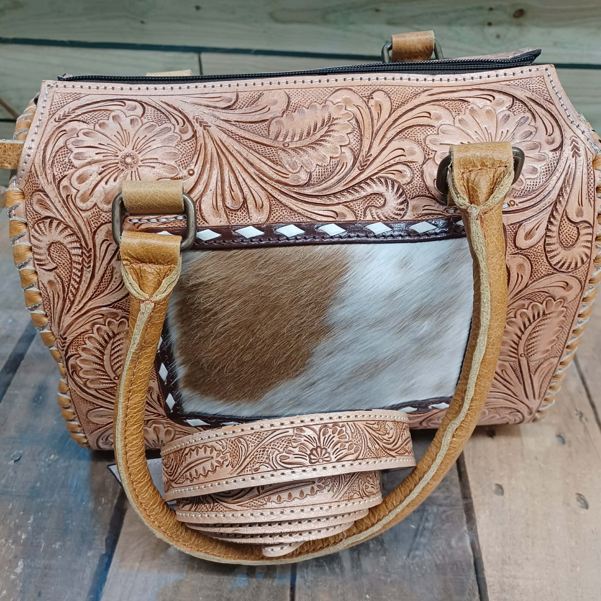 Tooled Cowhide Purse