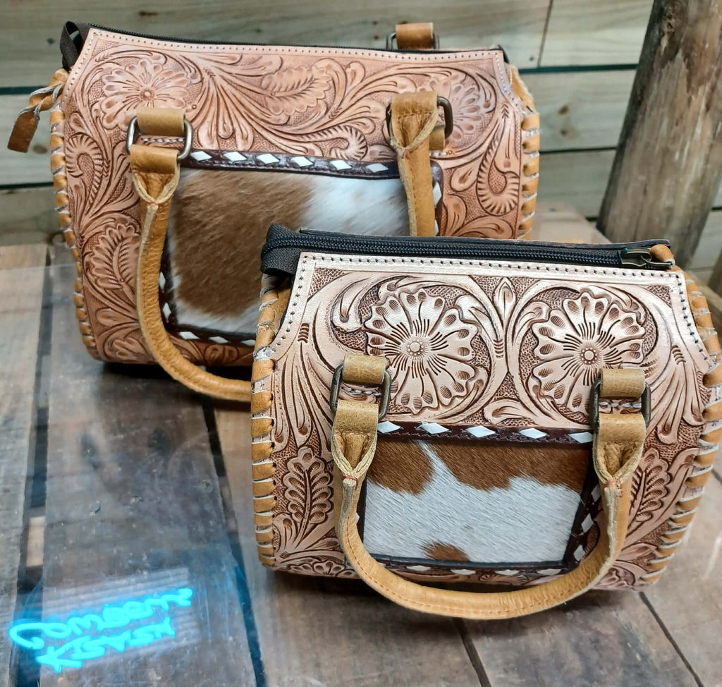 Tooled Cowhide Purse