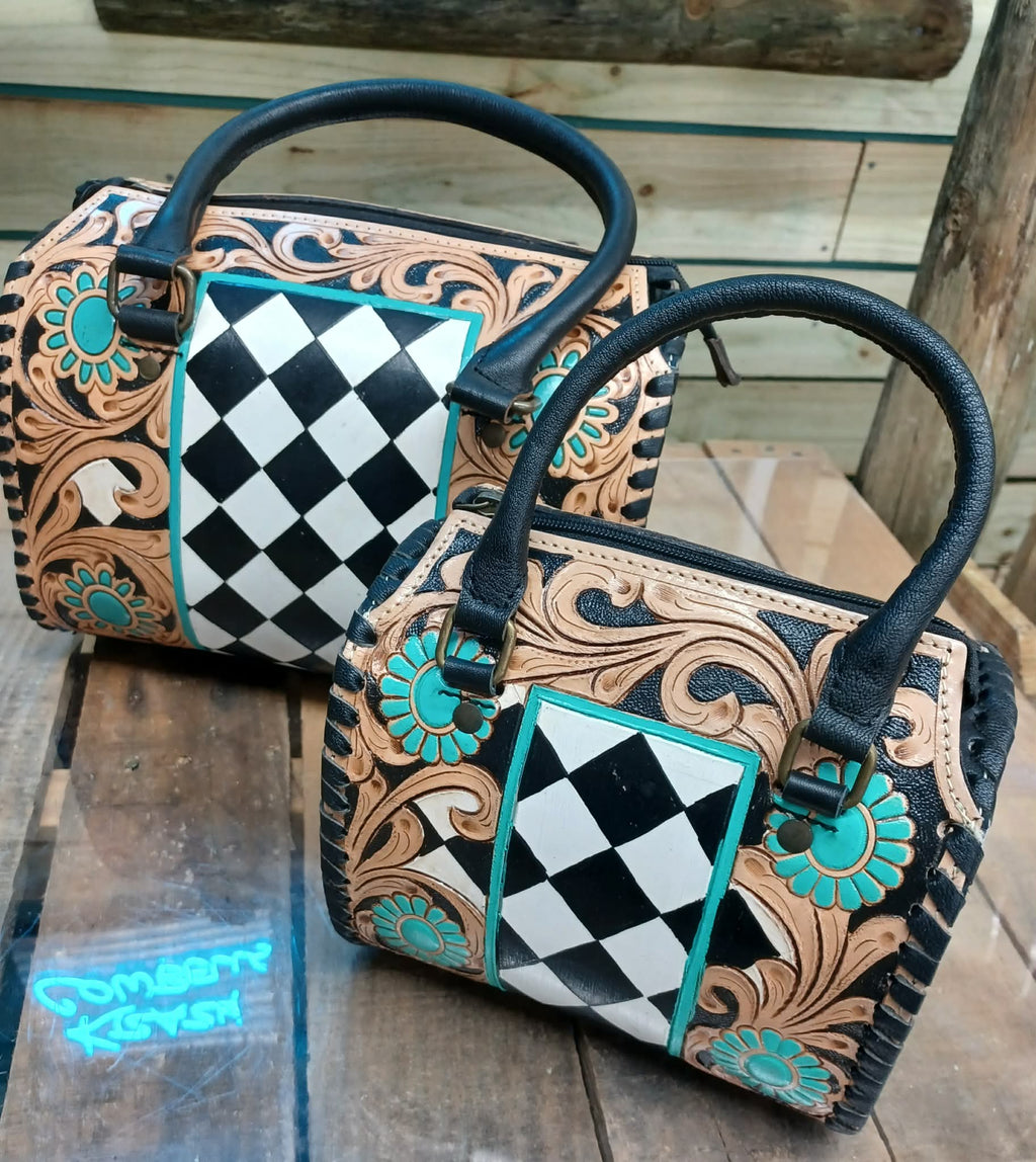 Plaid Tooled Speedy Purse