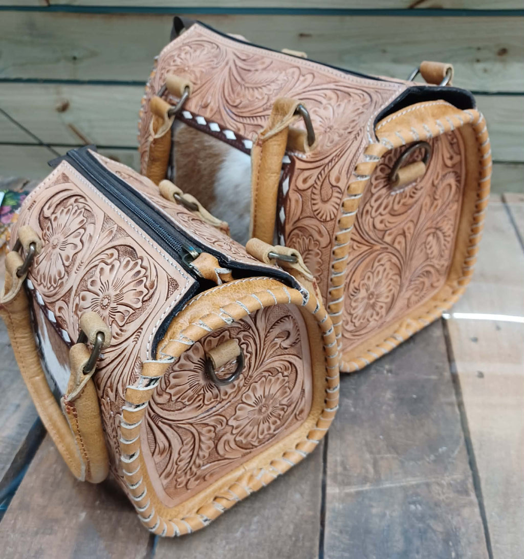 Tooled Cowhide Purse