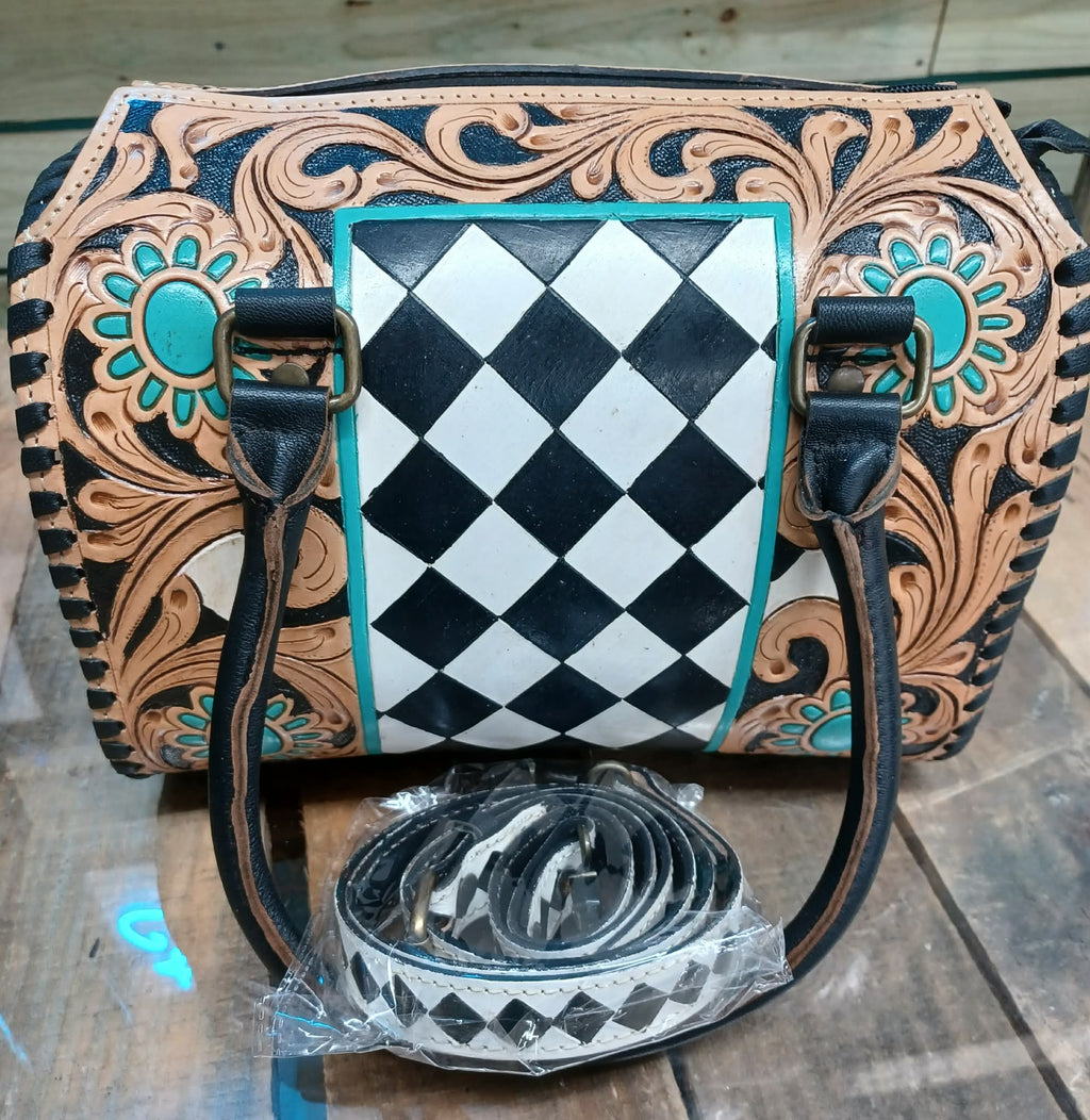 Plaid Tooled Speedy Purse