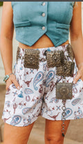 Western print shorts
