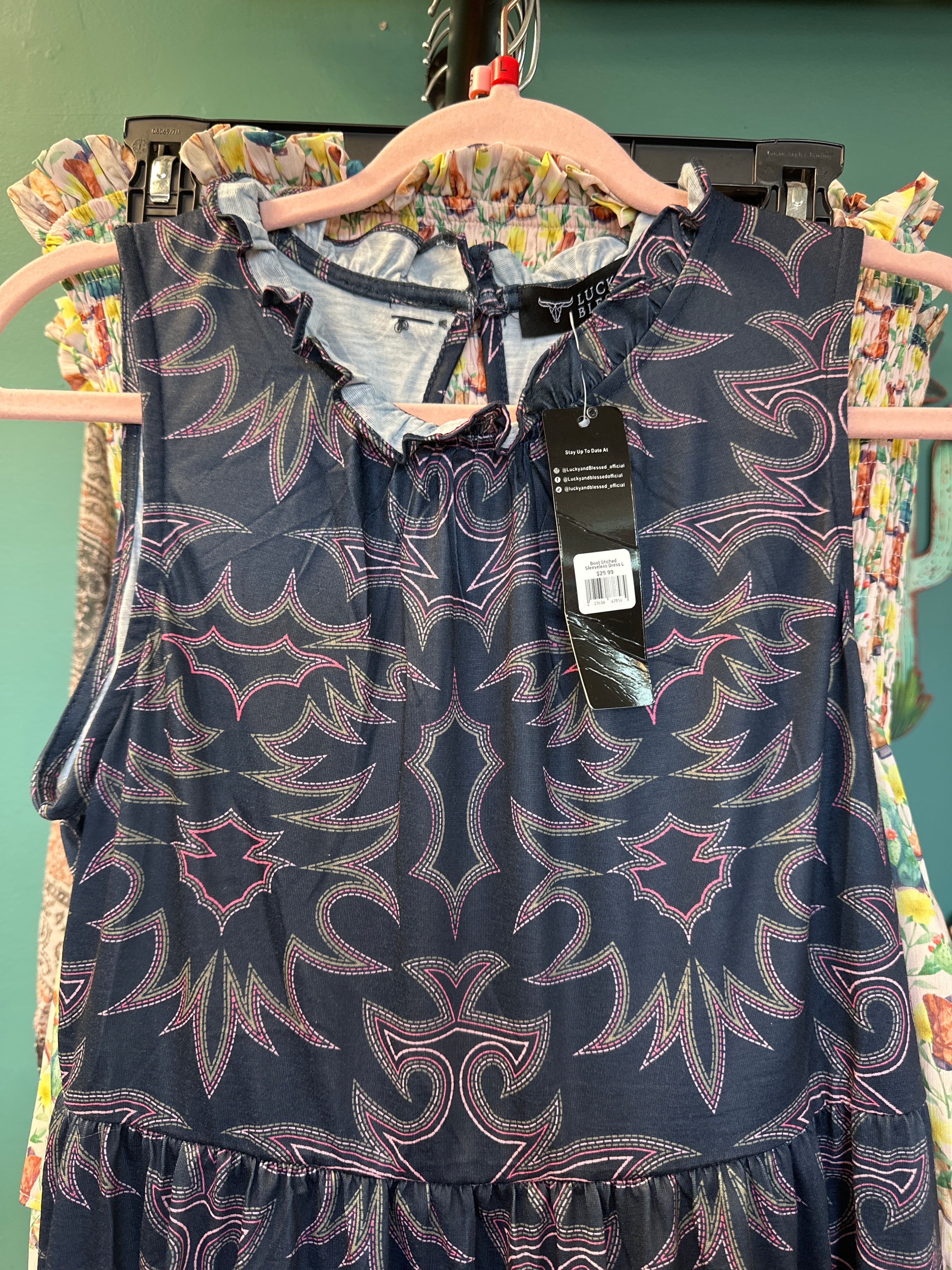Pink Boot Stitched Dress