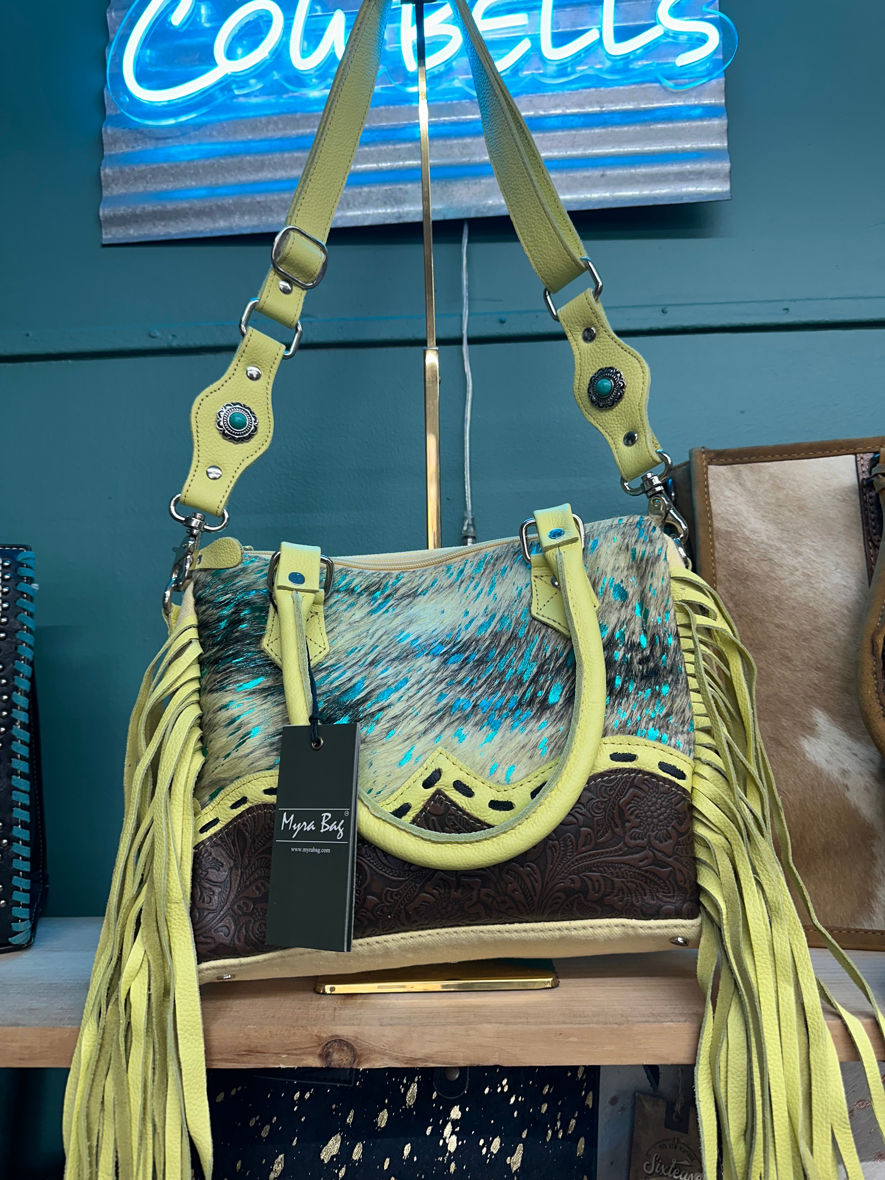 Myra Cowhide Fringe Purse
