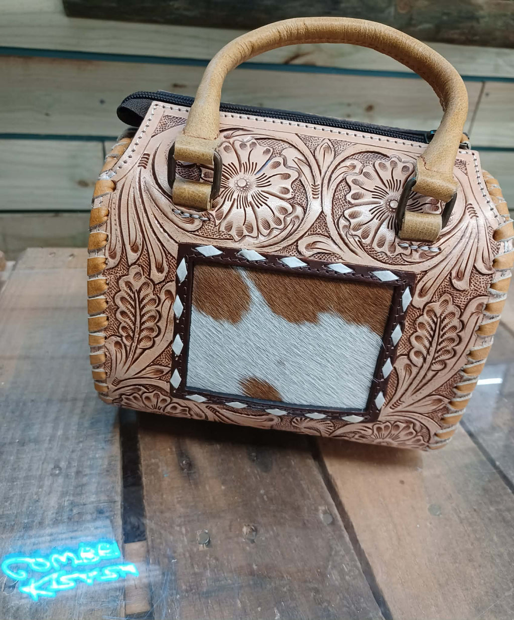 Tooled Cowhide Purse
