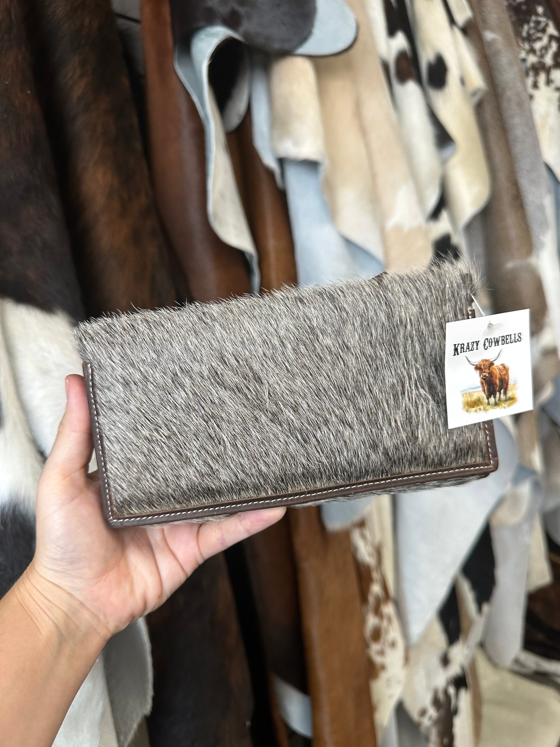 Cowhide wallet rustic