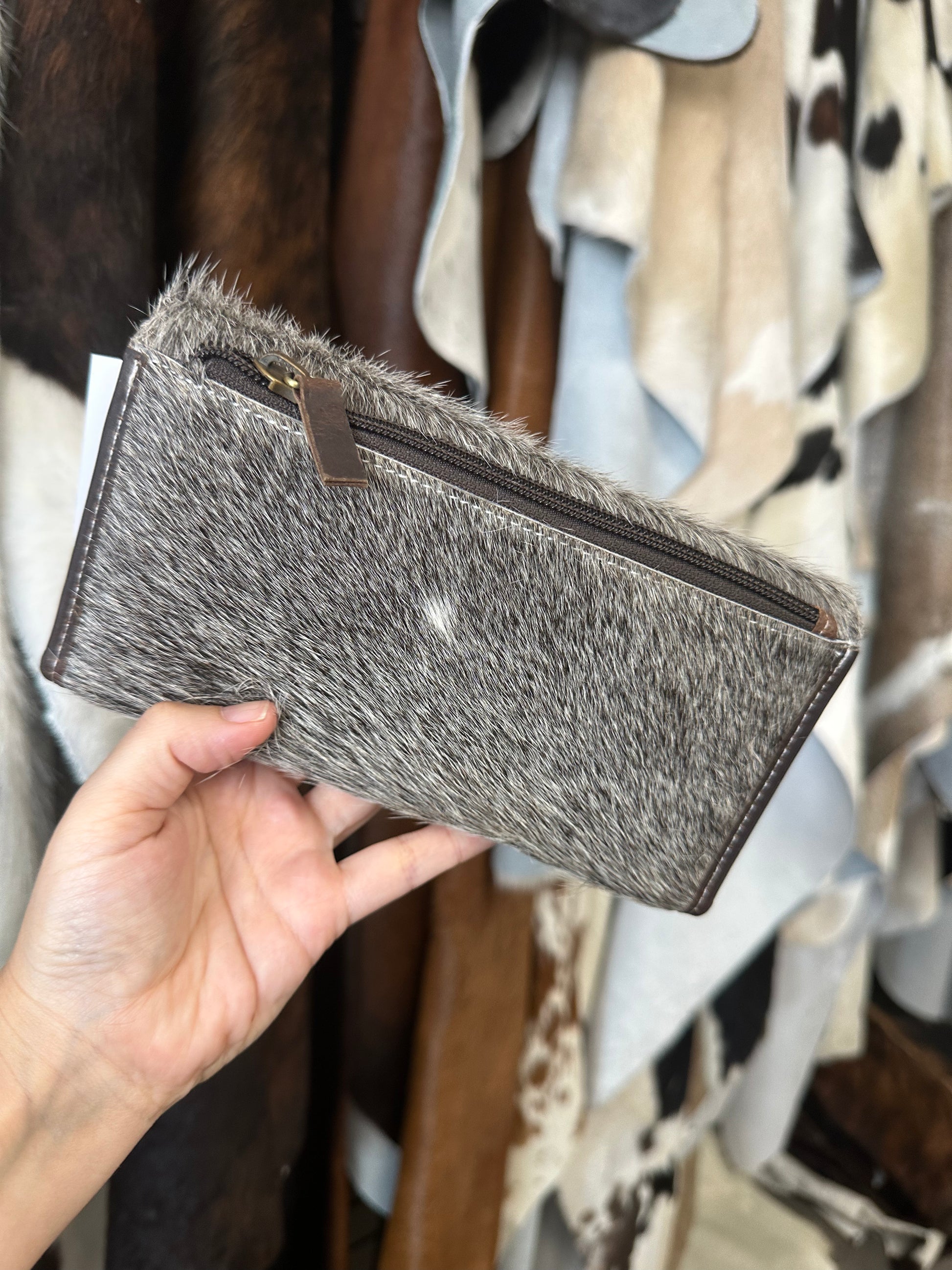 Cowhide wallet rustic