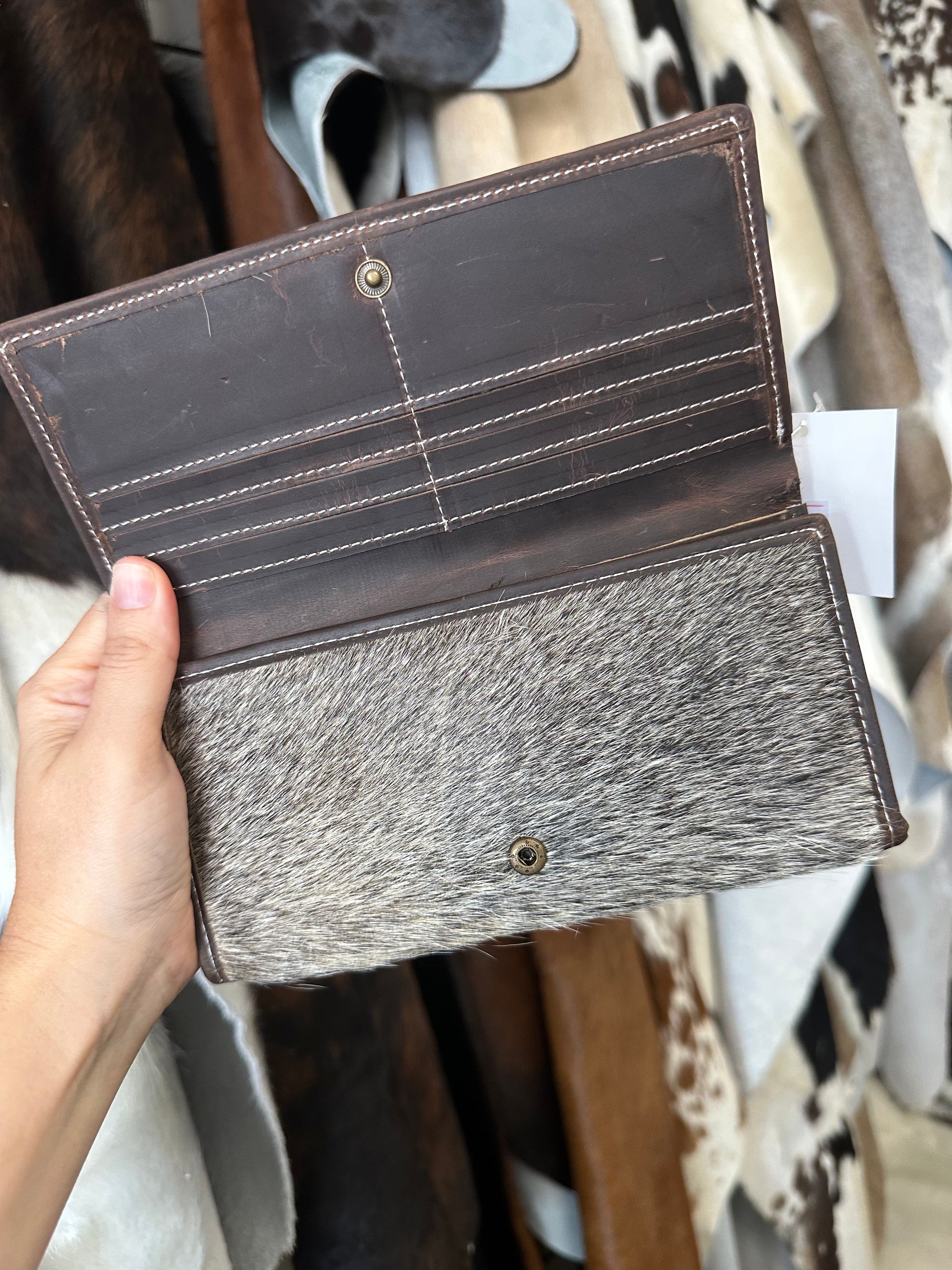 Cowhide wallet rustic