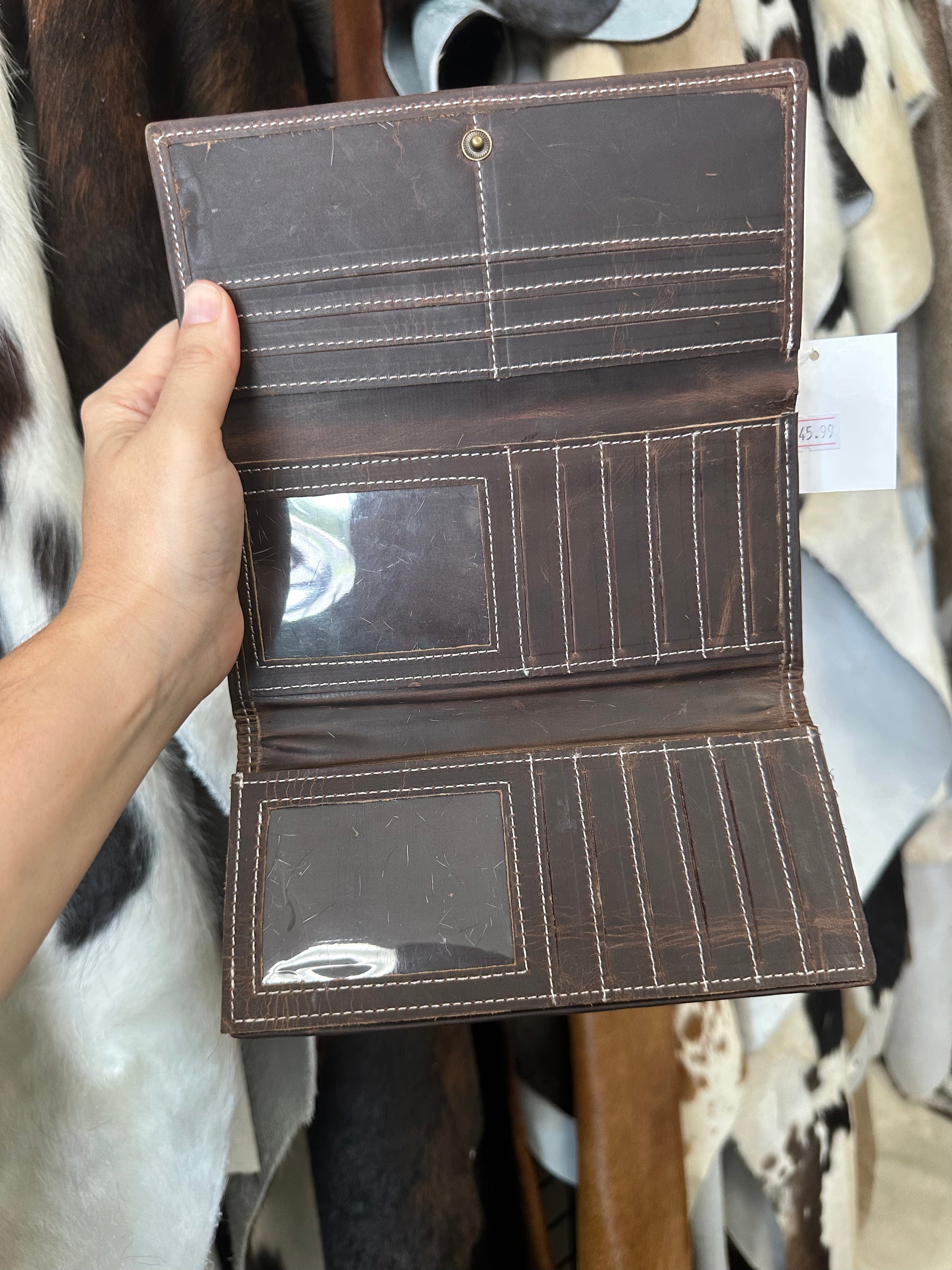 Cowhide wallet rustic