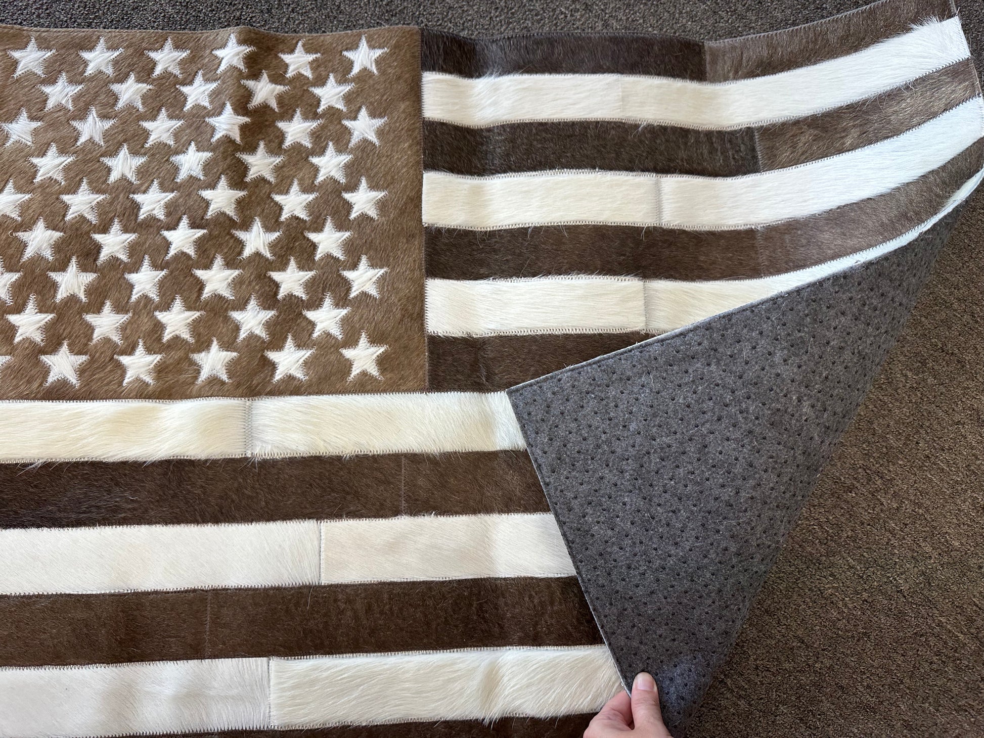 American Flag cowhide rug