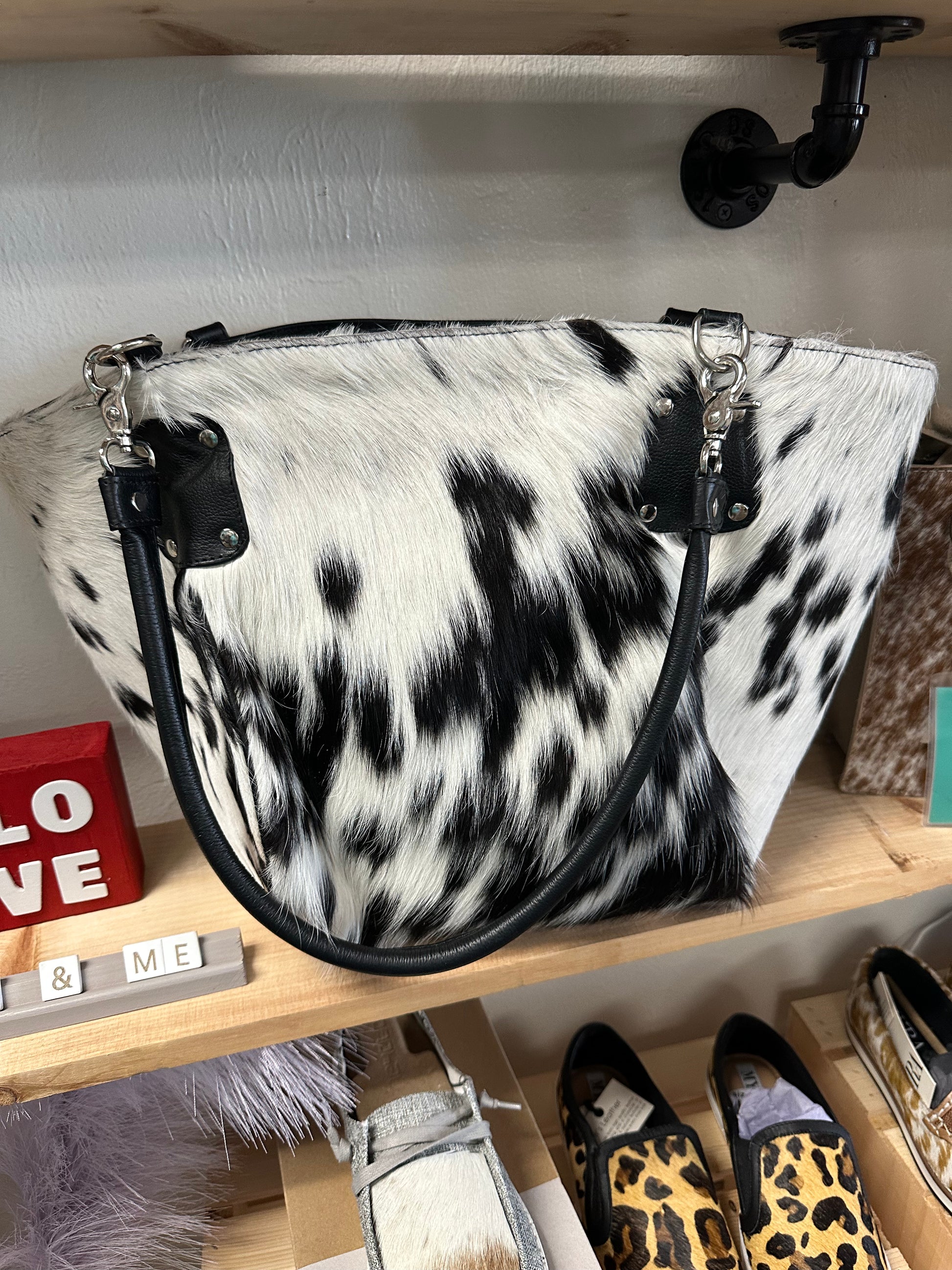 Cowhide shoulder bag