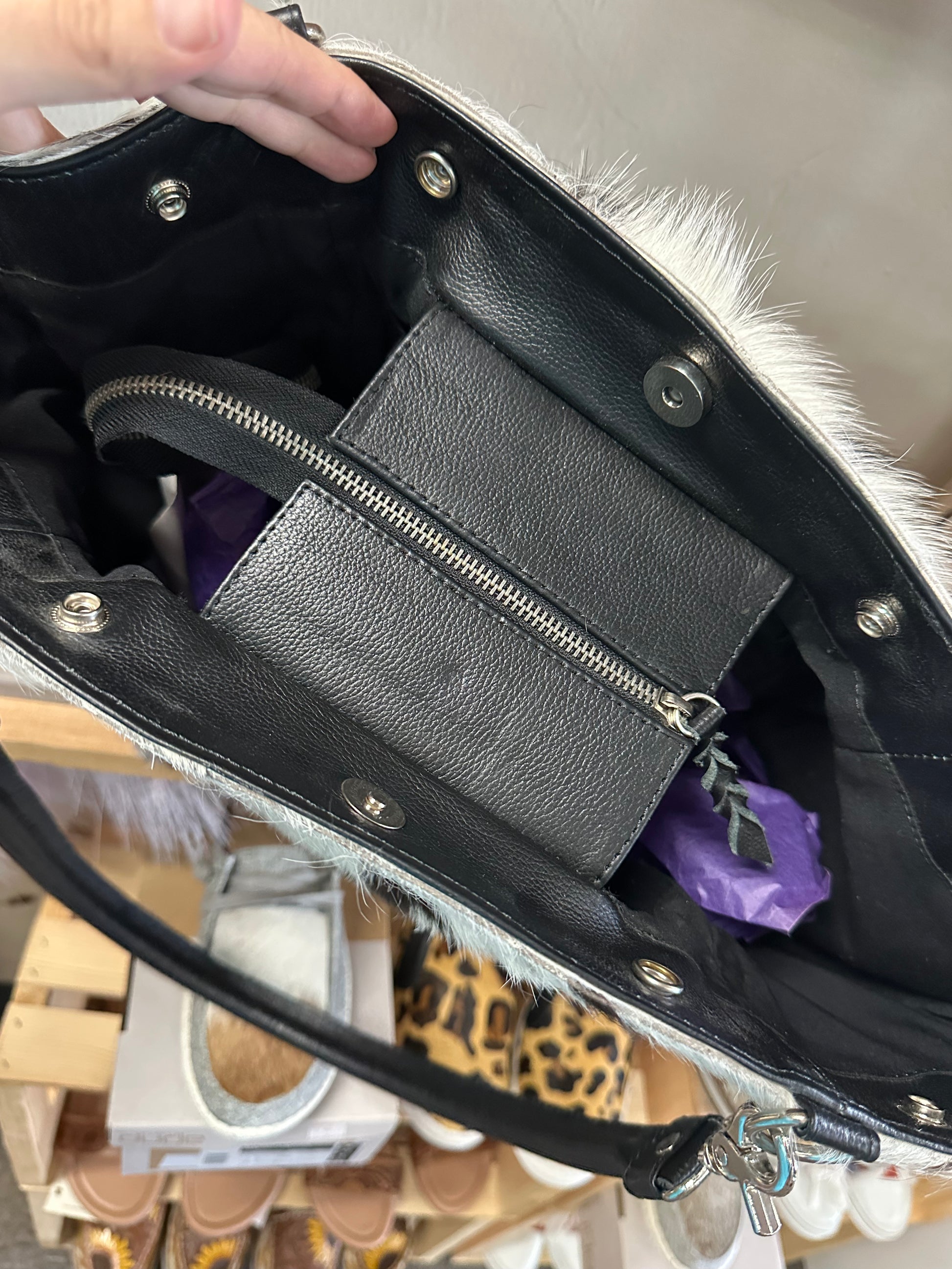 Cowhide shoulder bag