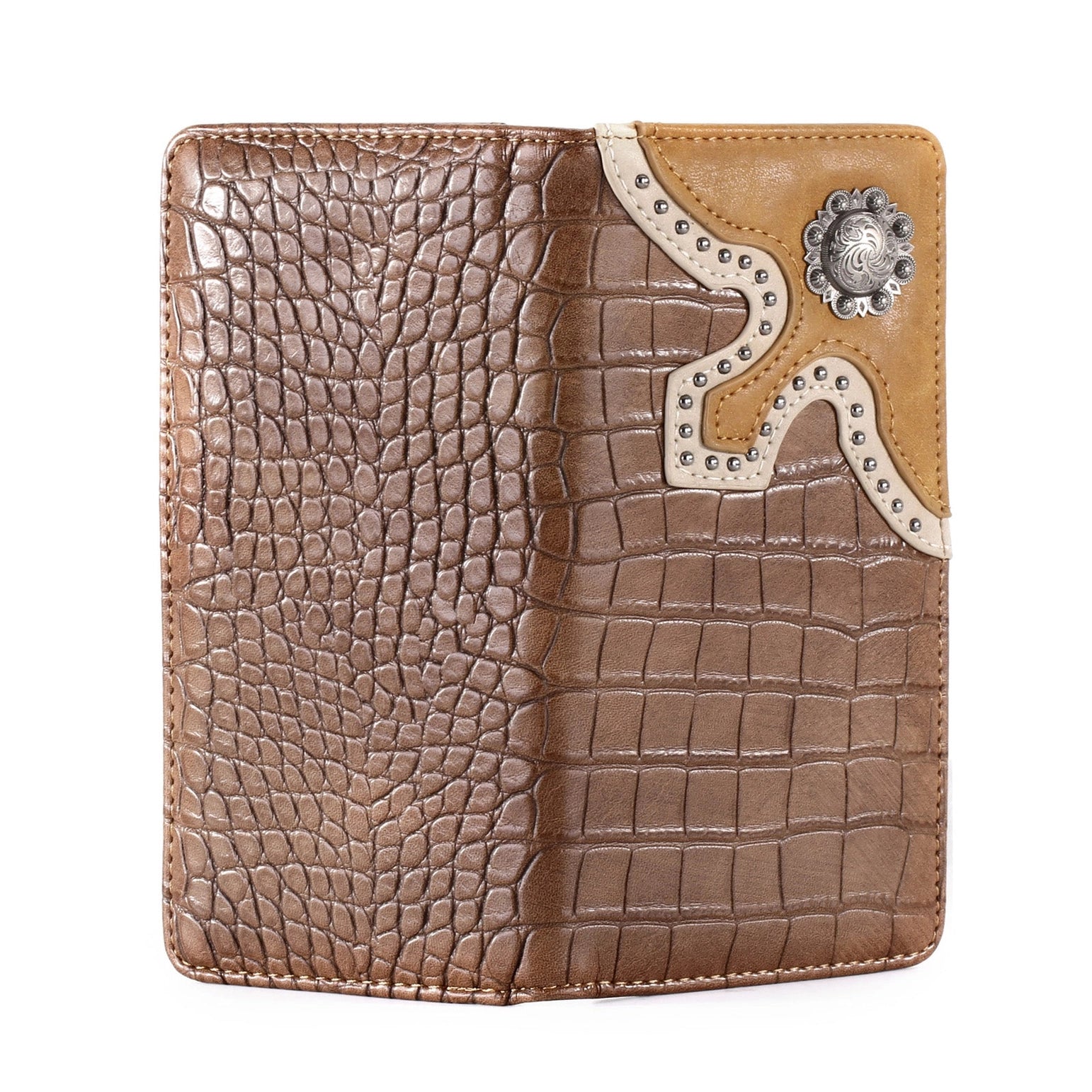 Croc Print Men's Bifold Long Pu Leather Wallet