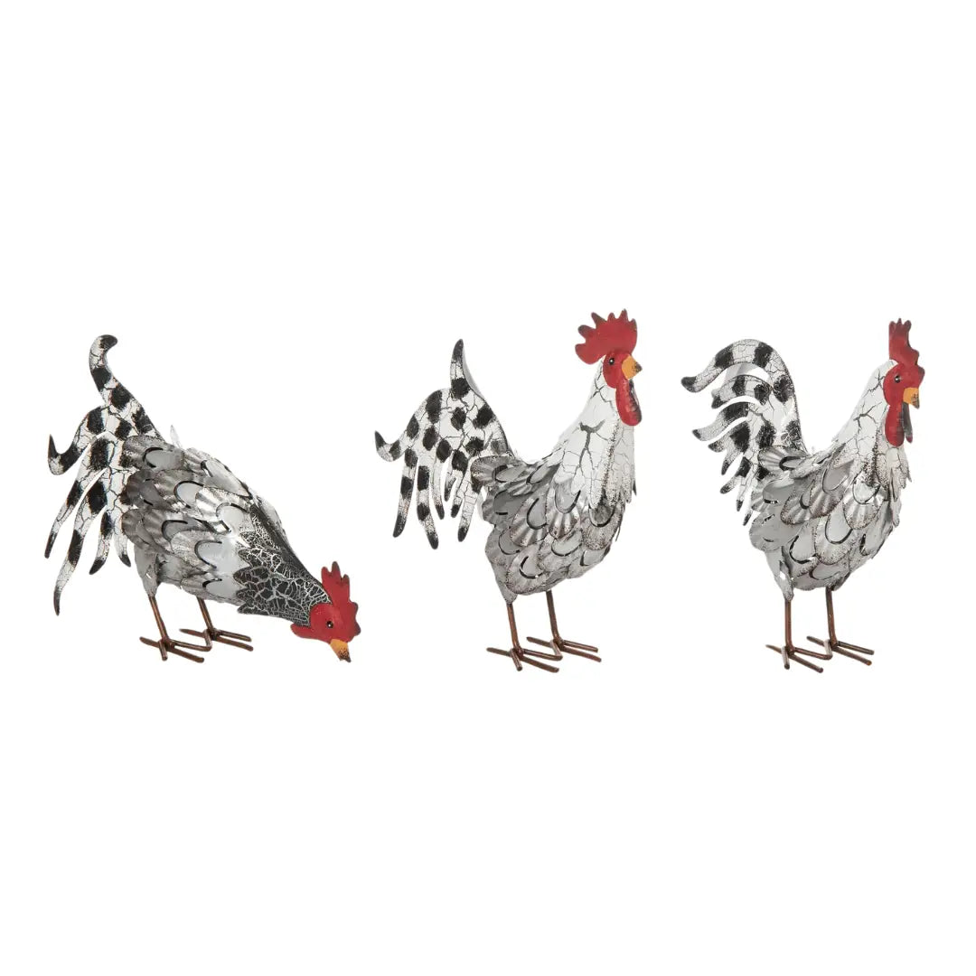 Metal Rooster Decor Set of 3 Spring Home Décor